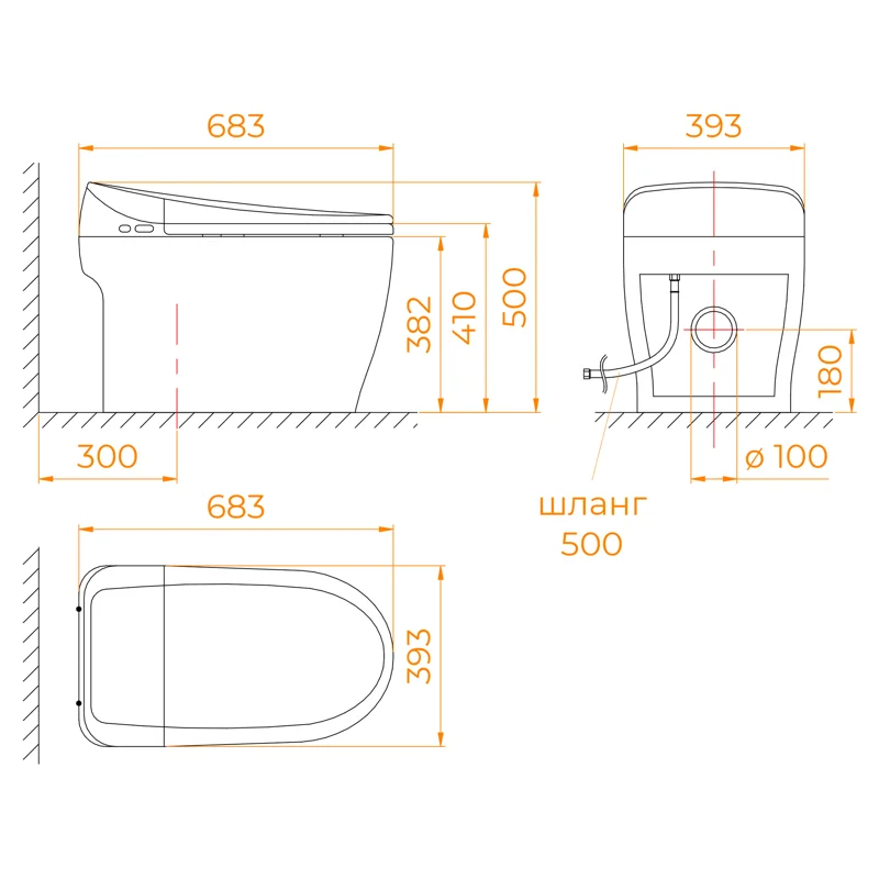 Унитаз биде RGW SW-30 63420130-01 приставной с сиденьем Микролифт