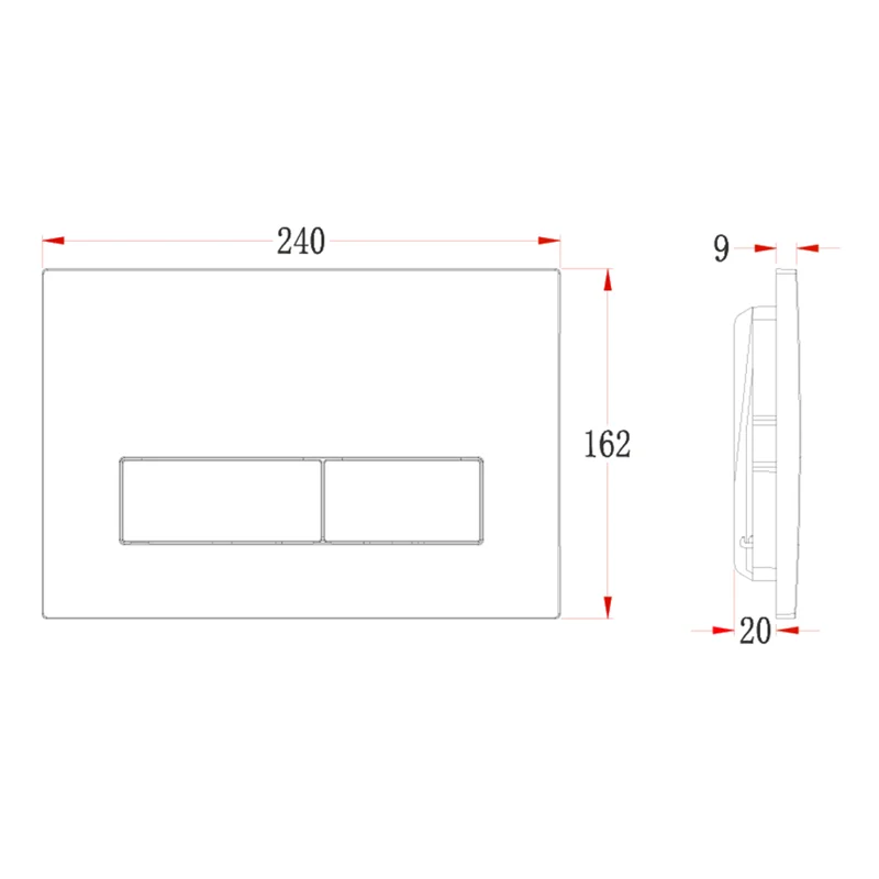 Кнопка смыва Veconi FLUSH V1, FLV1-W, 240х162х9, пластик, белый глянец