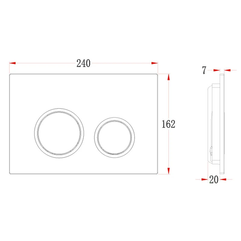 Кнопка смыва Veconi FLUSH V11, FLV11-G, 240х162х7, пластик
