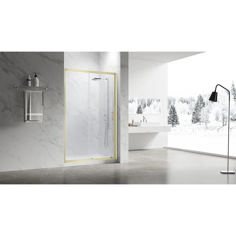 Душевая дверь Veconi Vianno VN-55G, 1200x1950, Золото брашинг, стекло прозрачное
