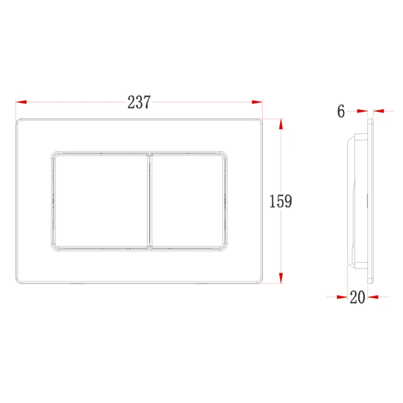 Кнопка смыва Veconi FLUSH V9, FLV9-9, 237х159х6, нержавеющая сталь