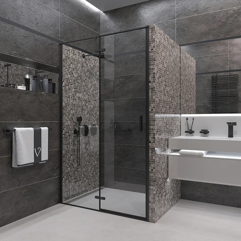 Душевая дверь Veconi Vianno VN-73B, 900x1950, Черный, стекло прозрачное
