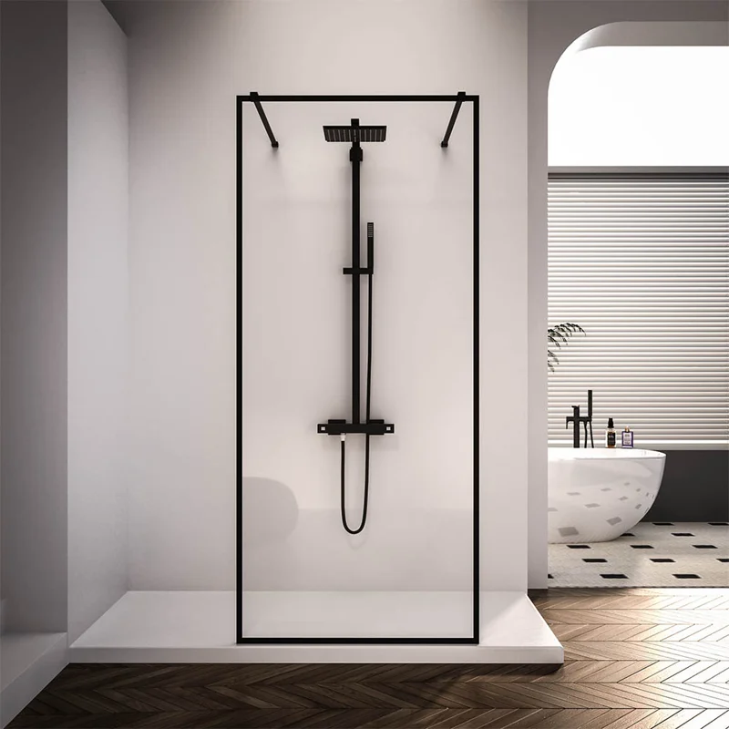 Душевая перегородка Veconi Korato KR-90B, 1000x2000, черный матовый, прозрачное стекло Душевая перегородка Veconi Korato KR-90B, 1000x2000, черный матовый, прозрачное стекло