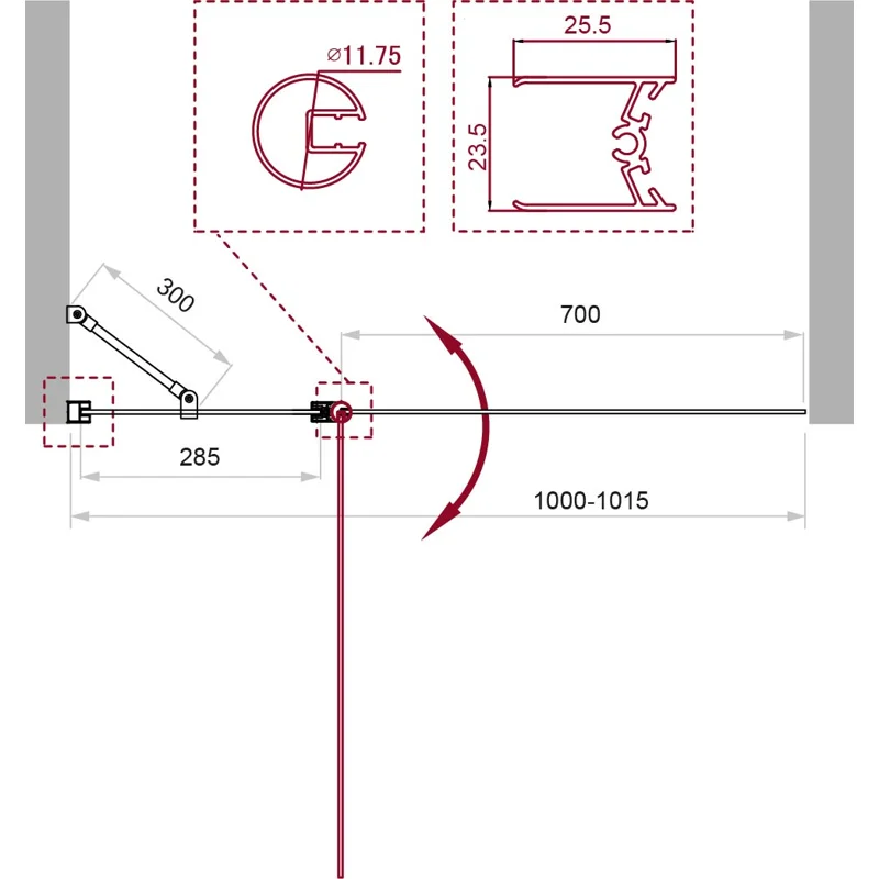 Шторка на ванну складная правая Veconi Palau, PL-73BR, 1200x1500, черный матовый, прозрачное стекло