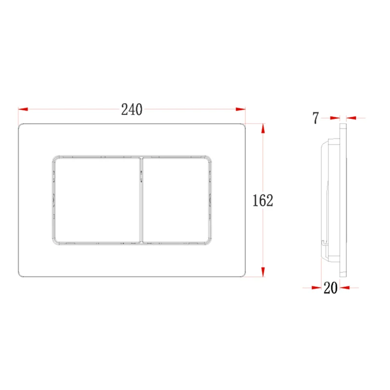 Кнопка смыва Veconi FLUSH V8, FLV8-C, 240х162х7, пластик, хром глянец