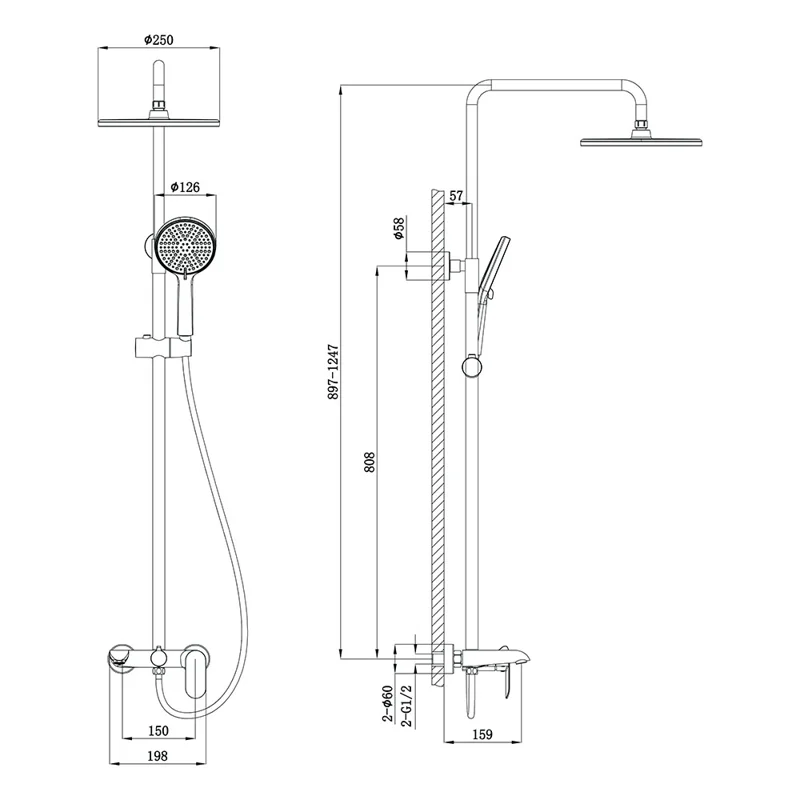 Душевая стойка Veconi FERRI, хром глянец FE-110-C-C4