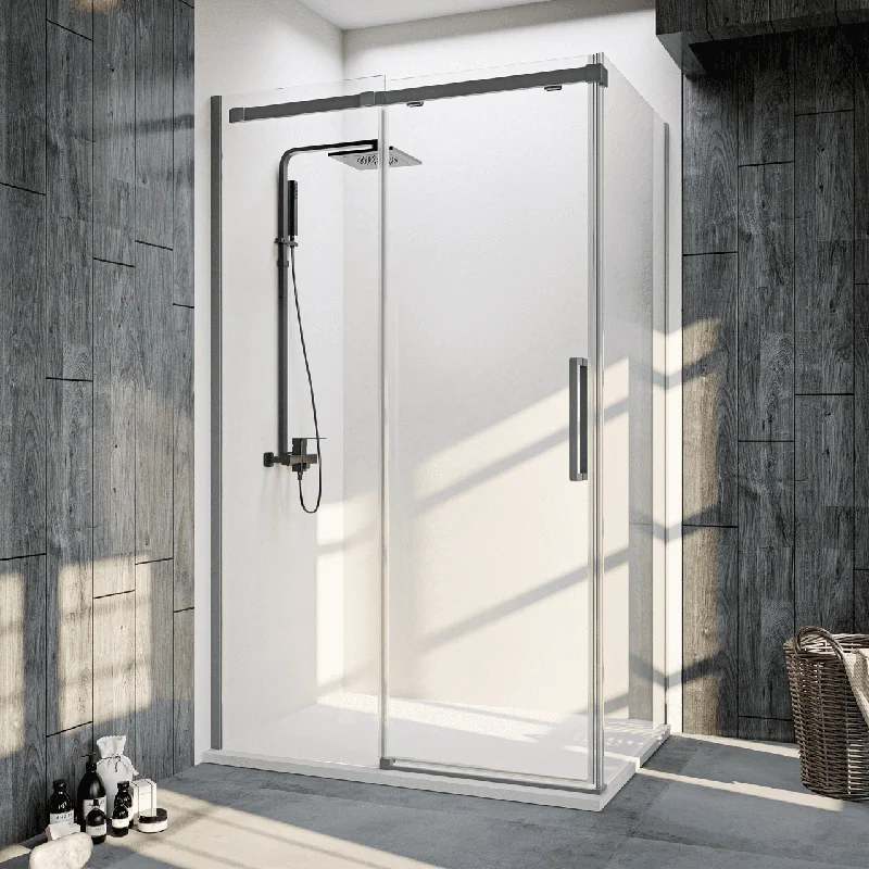 Душевой угол Veconi Rovigo RV-070GR, 1500х1000х1950, брашированный графит, прозрачное стекло RV070GR-150100-01-C4 Душевой угол Veconi Rovigo RV-070GR, 1500х1000х1950, брашированный графит, прозрачное стекло RV070GR-150100-01-C4