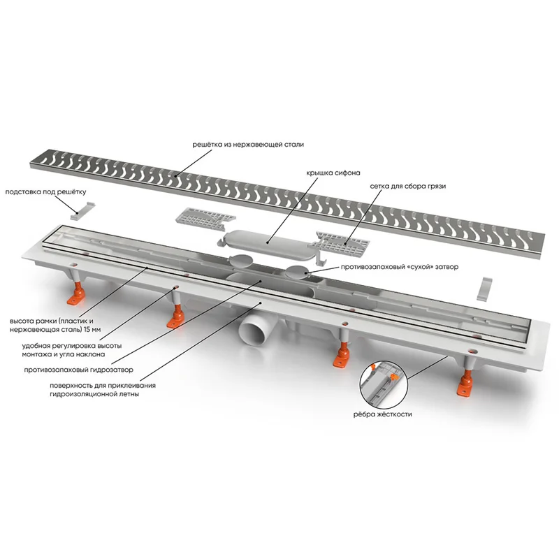 Душевой лоток Veconi Klasik 450 V450K Хром
