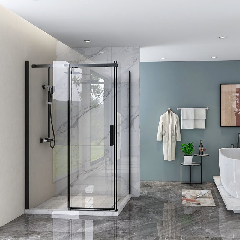 Душевой угол Veconi Rovigo RV-070, 1400х900х1950, черный, прозрачное стекло RV070-14090PR-01-19C4