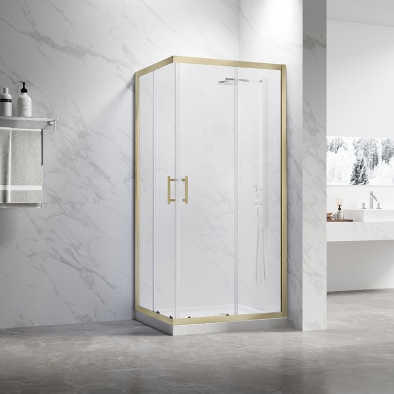 Душевой угол Veconi Rovigo RV-27G, 800x800x1900, золото брашинг, прозрачное стекло RV27G-8080-01-C8 Душевой угол Veconi Rovigo RV-27G, 800x800x1900, золото брашинг, прозрачное стекло RV27G-8080-01-C8