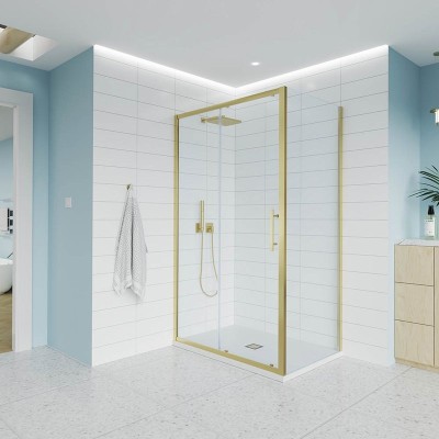 Душевой угол Veconi Evo 100SP G 1600х1100x1950, золо...