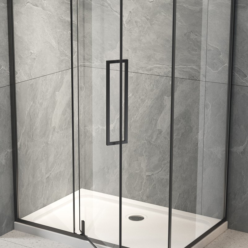 Душевой угол Veconi Rovigo RV-034B, 1100х1000х1950, черный, прозрачное стекло RV034B-110100-01-C7