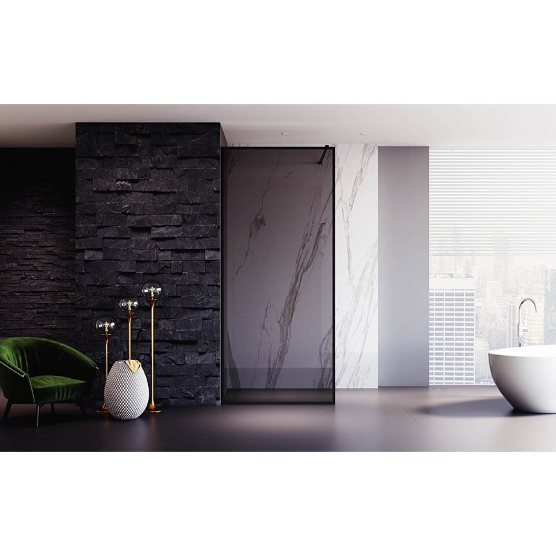 Душевая перегородка Veconi Korato KR-81BT, 800x2000, черный матовый, стекло тонированное 