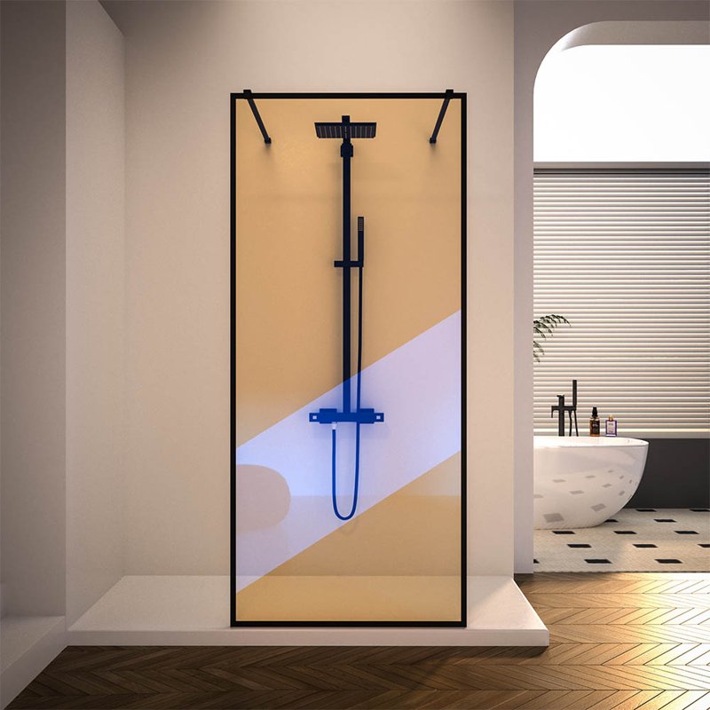 Душевая перегородка Veconi Korato KR-90BС, 1100x2000, черный матовый, хамелеон