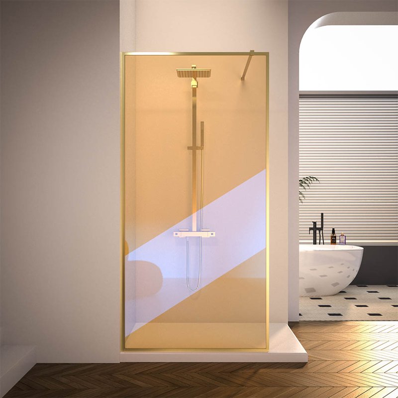 Душевая перегородка Veconi Korato KR-81GC, 1000x2000, брашированное золото, хамелеон Душевая перегородка Veconi Korato KR-81GC, 1000x2000, брашированное золото, хамелеон