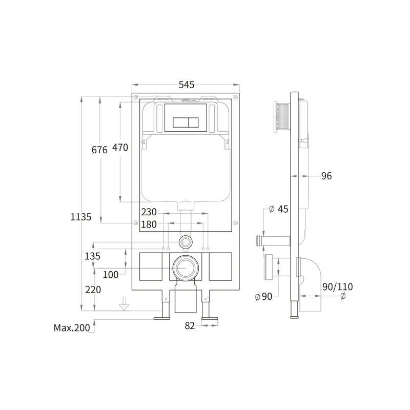 Инсталляция WeltWasser WW Bamberg 545 10000010288 для унитаза без клавиши смыва