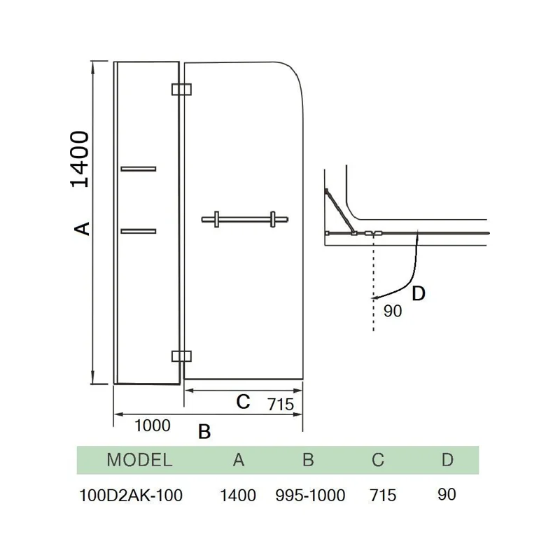 Шторка на ванну WeltWasser WW100 D2AK 100 с полотенцедержателем и полками 10000001237 профиль Хром стекло прозрачное