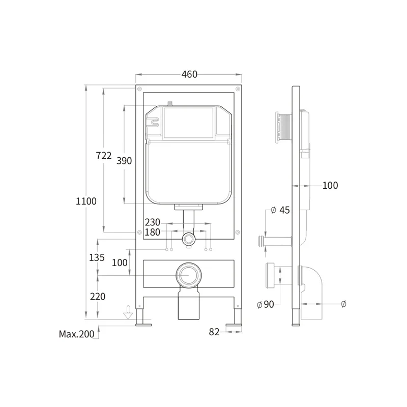 Инсталляция WeltWasser WW Bamberg 460 10000010285 для унитаза без клавиши смыва