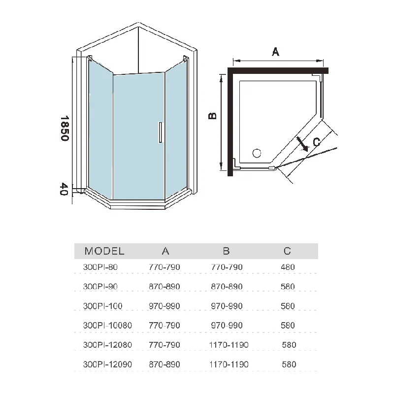 Душевой уголок WeltWasser WW300 PI 90x90 10000001881 профиль Хром стекло прозрачное