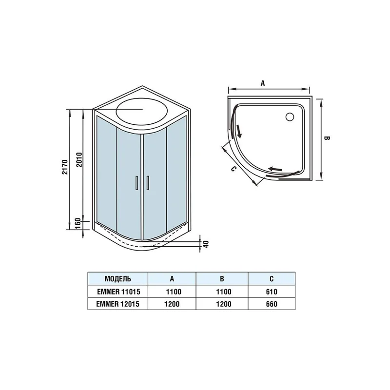 Душевая кабина Weltwasser WW500 EMMER 12015 1200х1200х2170 мм