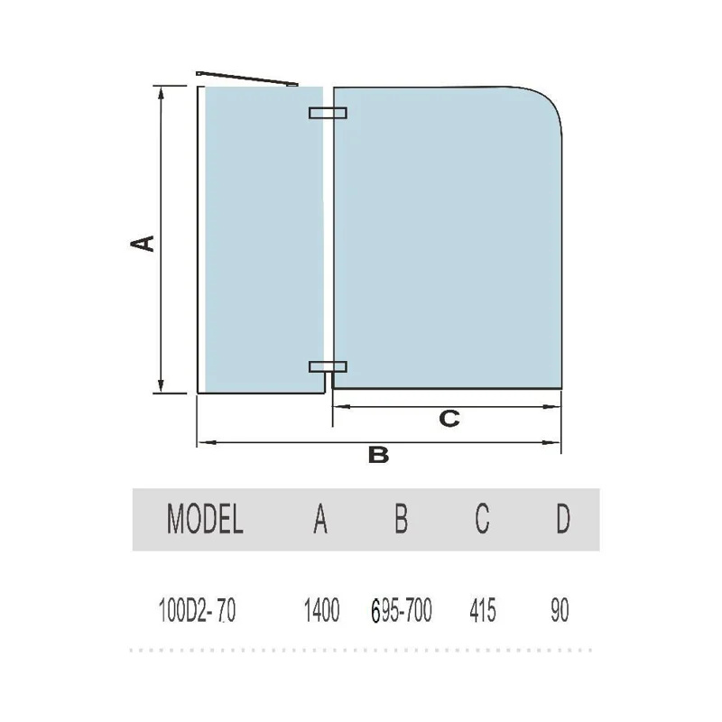 Шторка на ванну WeltWasser WW100 D2 70 10000000934 профиль Хром стекло прозрачное