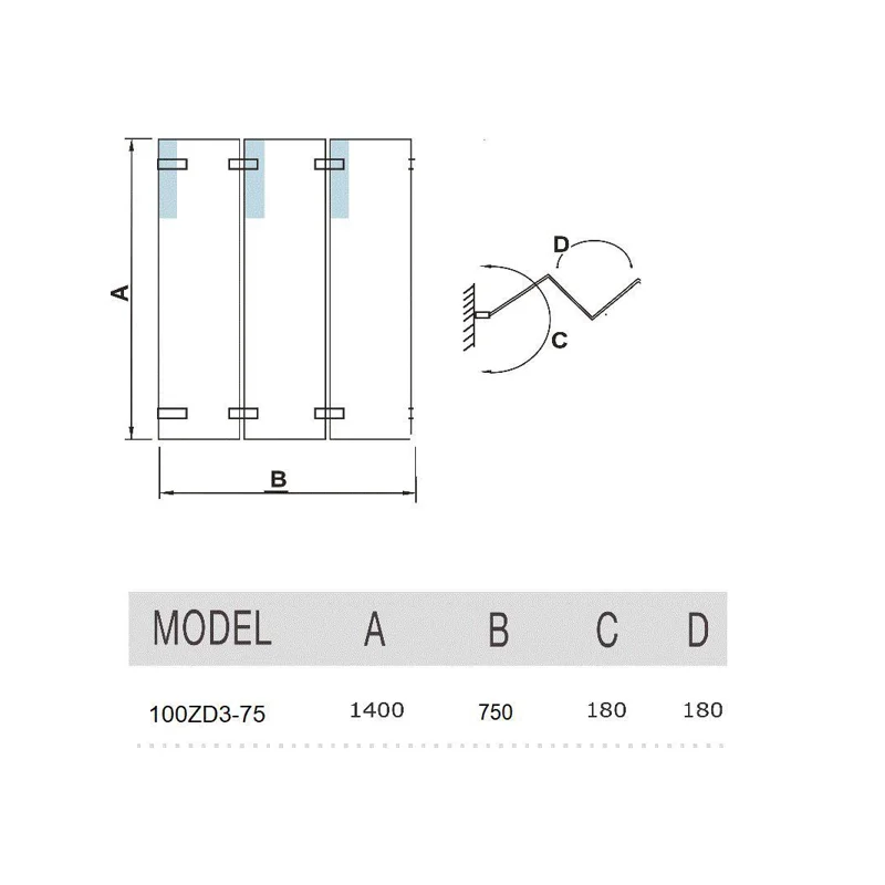 Шторка на ванну WeltWasser WW100 ZD3 75 10000000935 профиль Хром стекло прозрачное