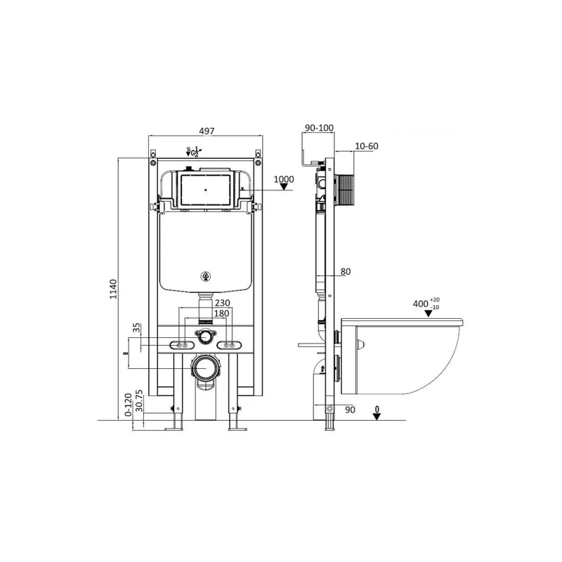 Инсталляция WeltWasser WW Amberg 497 ST 10000005988 для унитаза без клавиши смыва