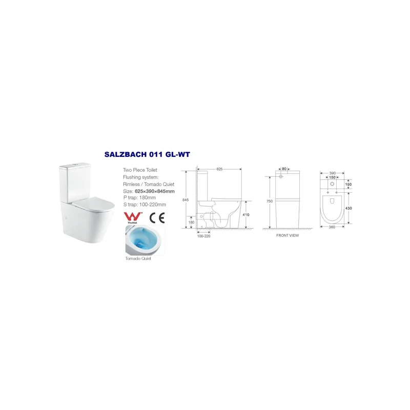Унитаз компакт WeltWasser Salzbach 011 GL-WT 10000011688 с бачком и сиденьем Микролифт