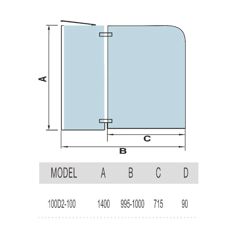 Шторка на ванну WeltWasser WW100 D2 100 10000001225 профиль Хром стекло прозрачное