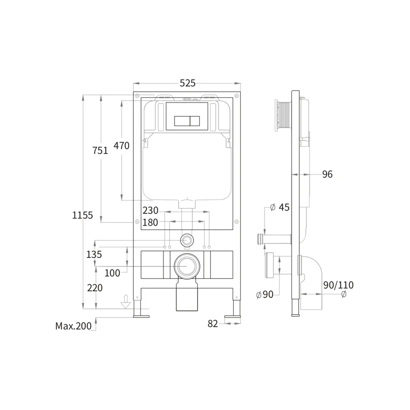 Инсталляция WeltWasser WW Bamberg 525 10000010287 для унитаза без клавиши смыва