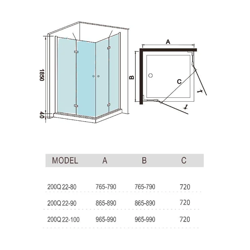 Душевой уголок WeltWasser WW200 Q22 90x90 10000002932 профиль Хром стекло прозрачное