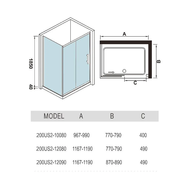 Душевой уголок WeltWasser WW200 US22 120x90 10000001233 профиль Хром стекло прозрачное