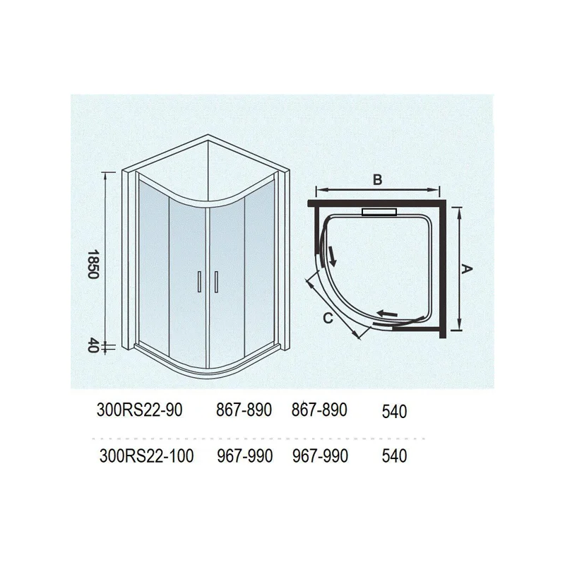 Душевой уголок WeltWasser WW300 RS22 100х100 10000003099 профиль Хром стекло прозрачное