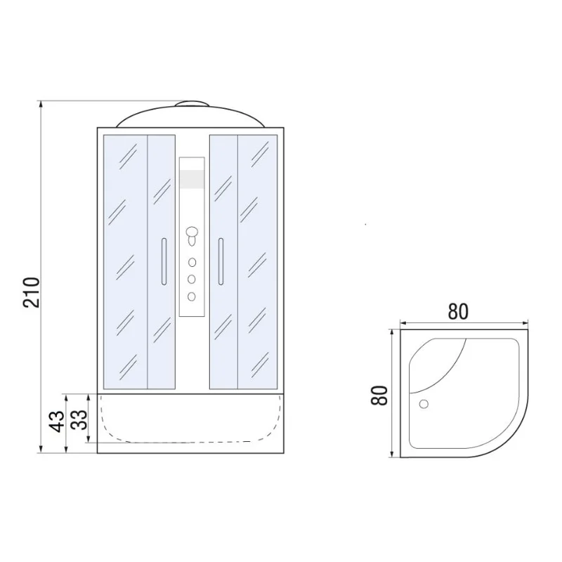 Душевая кабина RIVER Dunay 80х43 ТН 80х80 10000003169 