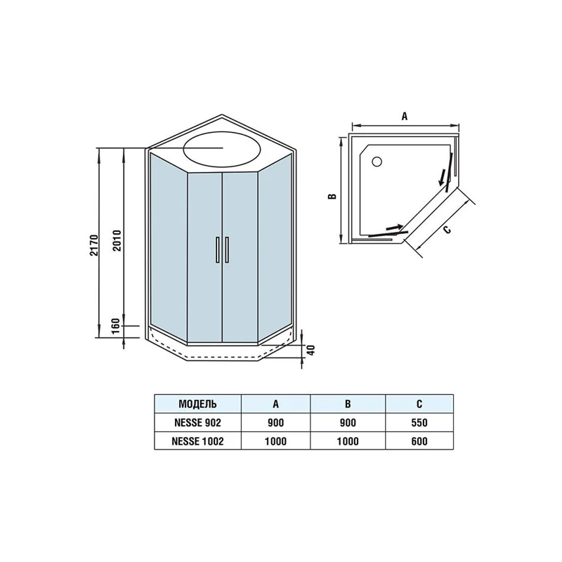 Душевая кабина Weltwasser WW500 NESSE 1002 1000х1000х2170 мм
