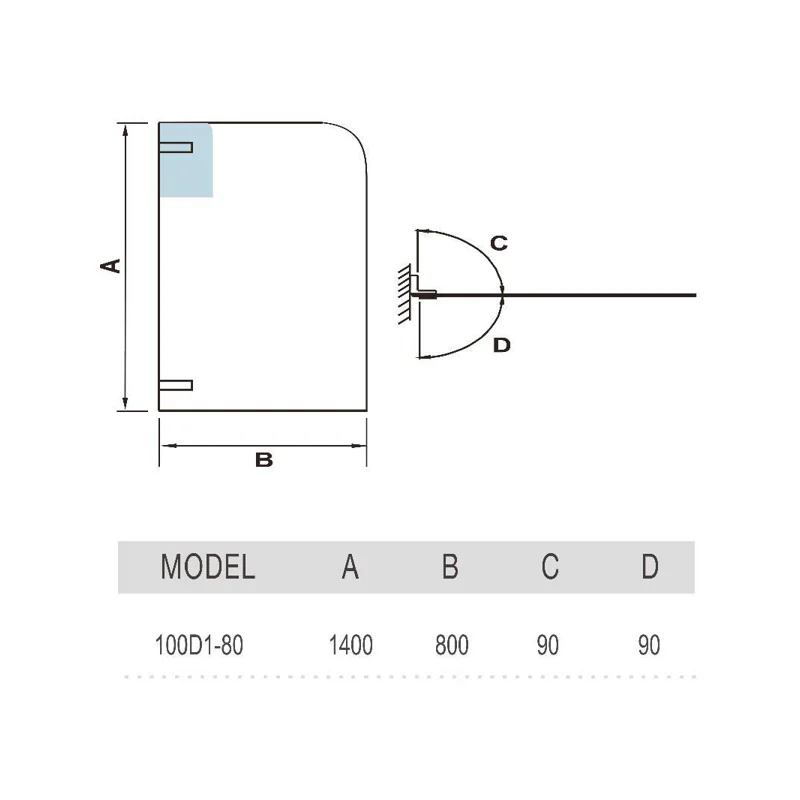 Шторка на ванну WeltWasser WW100 D1 80 10000001224 профиль Хром стекло прозрачное