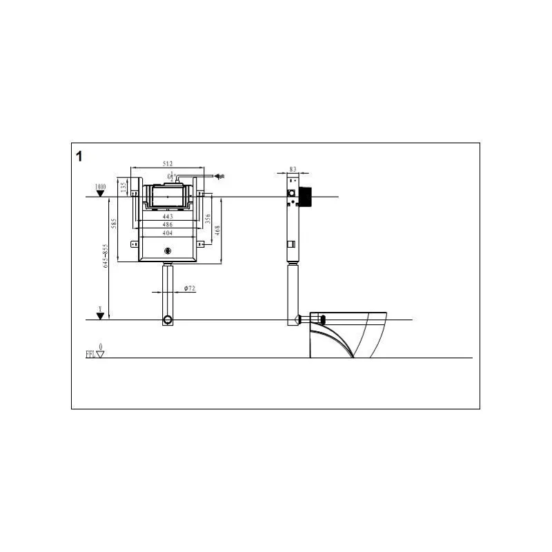 Смывной бачок WeltWasser WW Amberg 404 10000005660 для унитаза без клавиши смыва