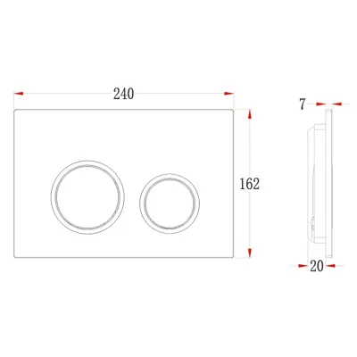 Кнопка смыва Veconi FLUSH V11, FLV11-G, 240х162х7, п...