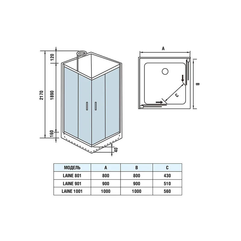 Душевая кабина Weltwasser WW500 LAINE 801 800х800х2170 мм