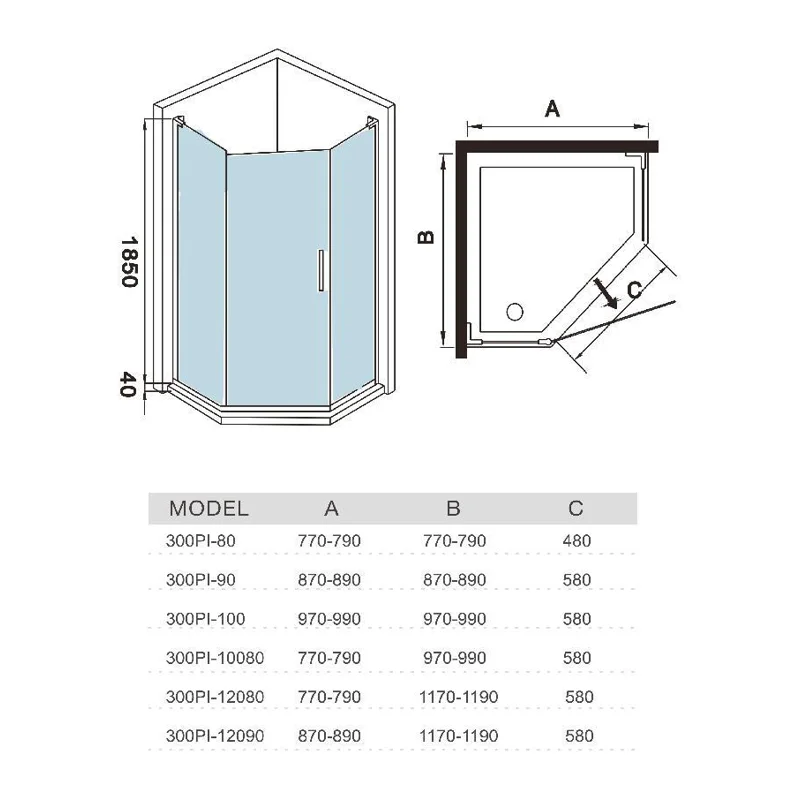 Душевой уголок WeltWasser WW300 PI 100x100 10000002752 профиль Хром стекло прозрачное