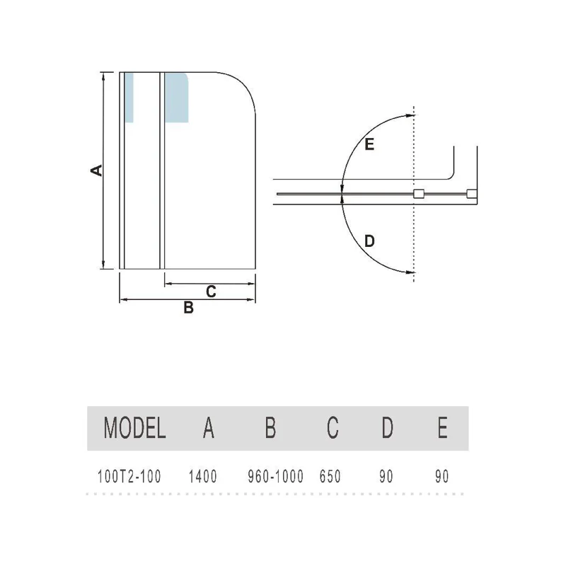 Шторка на ванну WeltWasser WW100 T2 100 10000001223 профиль Хром стекло прозрачное