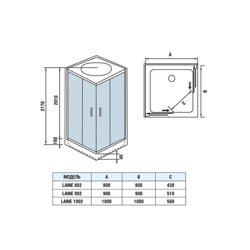 Душевая кабина Weltwasser WW500 LAINE 902 900х900х2170 мм