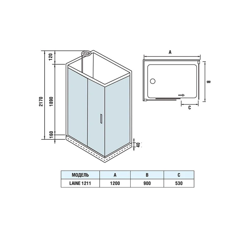 Душевая кабина Weltwasser WW500 LAINE 1211 1200х900х2170 мм
