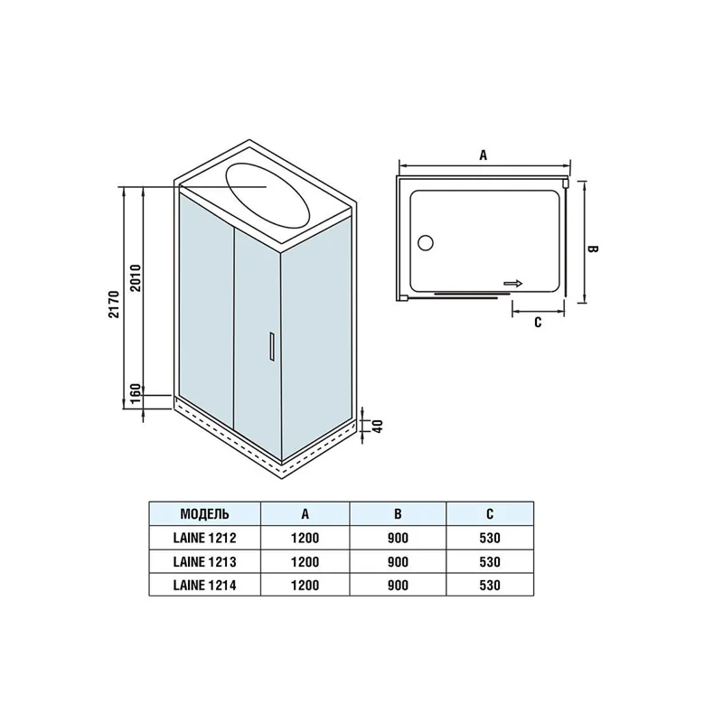 Душевая кабина Weltwasser WW500 LAINE 1214 1200х900х2170 мм