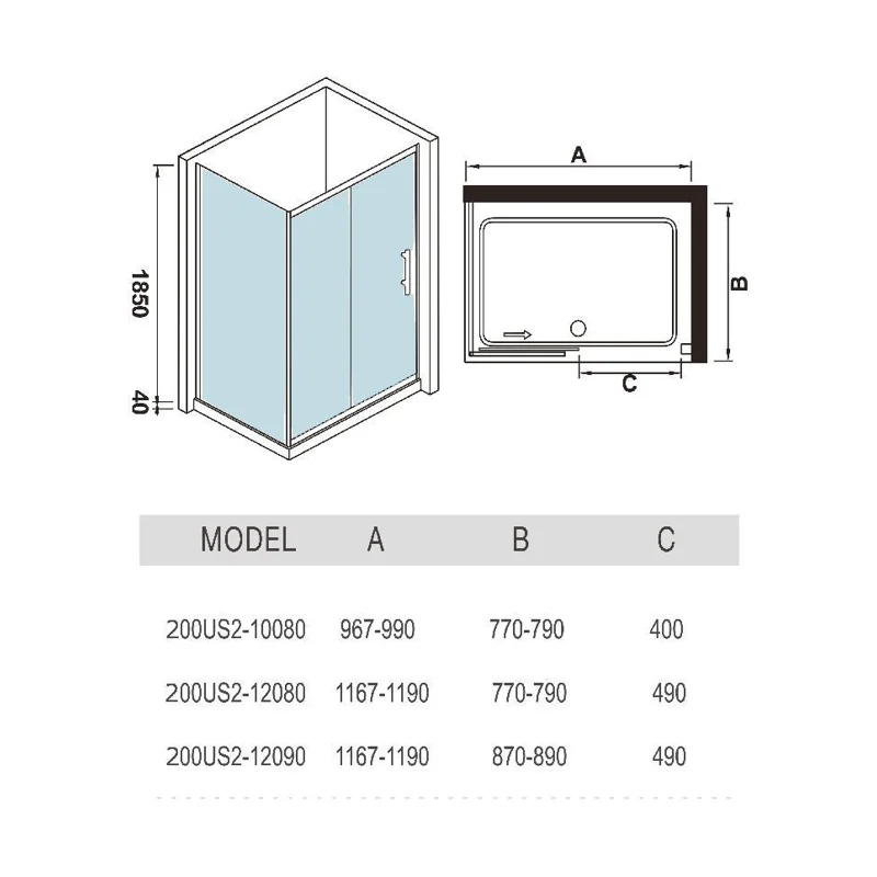 Душевой уголок WeltWasser WW200 US22 120x80 10000001232 профиль Хром стекло прозрачное