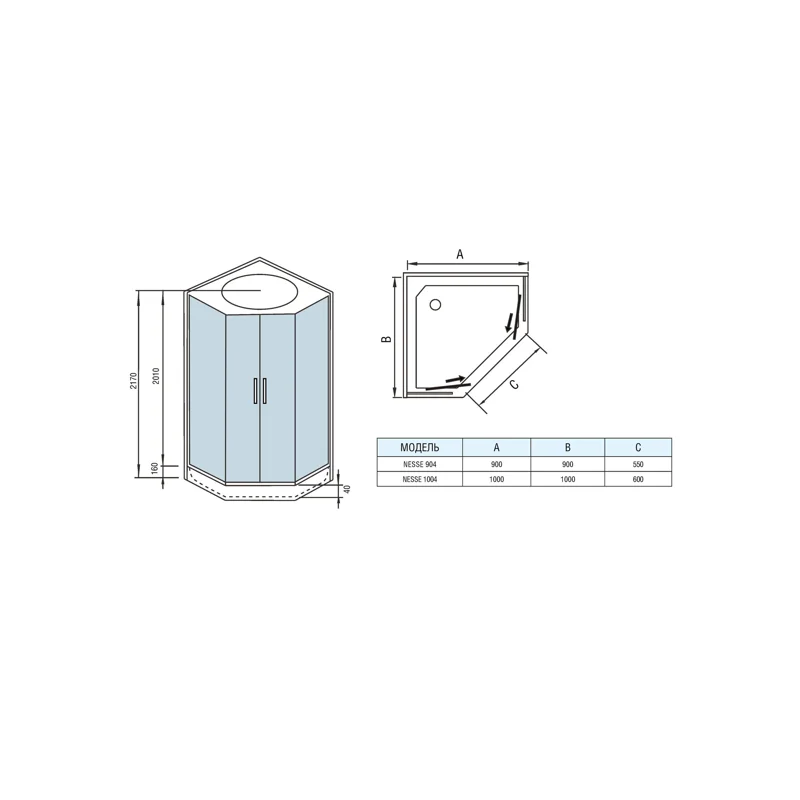 Душевая кабина Weltwasser WW500 NESSE 1004 1000х1000х2170 мм