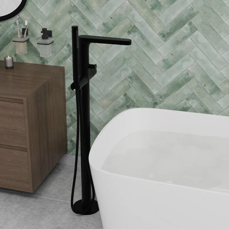 Смеситель для ванны и душа WasserKRAFT Fulda, напольный, черный матовый, 5221