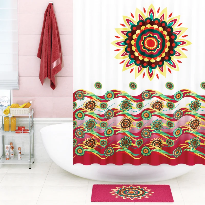 Штора для ванны WasserKRAFT Isen 180х200 SC-40101 Цветы
