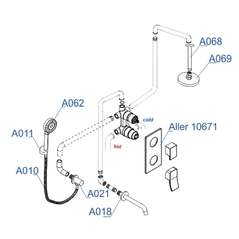 Душевая система WasserKRAFT Aller A171668 Хром