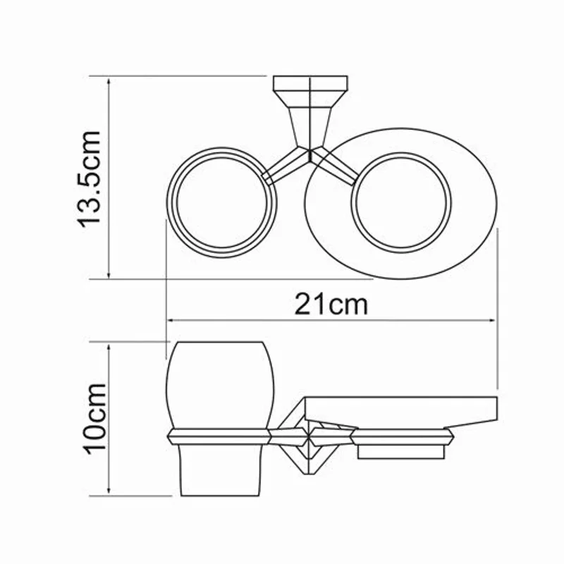 Стакан для зубных щеток с мыльницей WasserKRAFT Aller K-1126C Хром